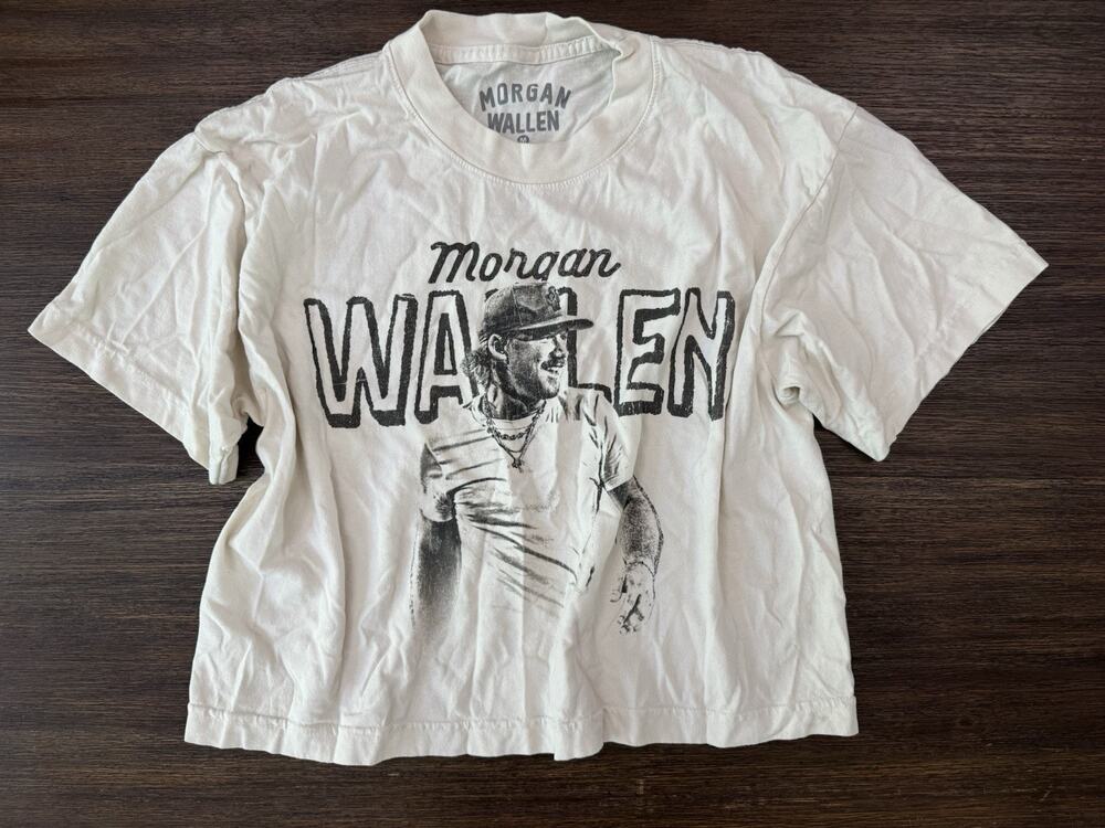 Morgan Wallen Crop T Shirt Top 2026 Vintage Graphic Tour Tee Women’s Medium